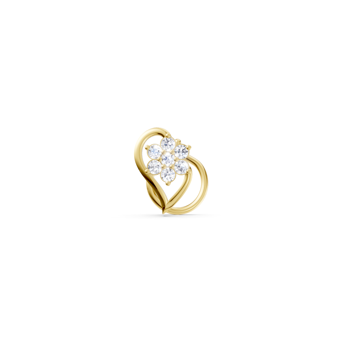 Floral Heart Diamond Nose Pin
